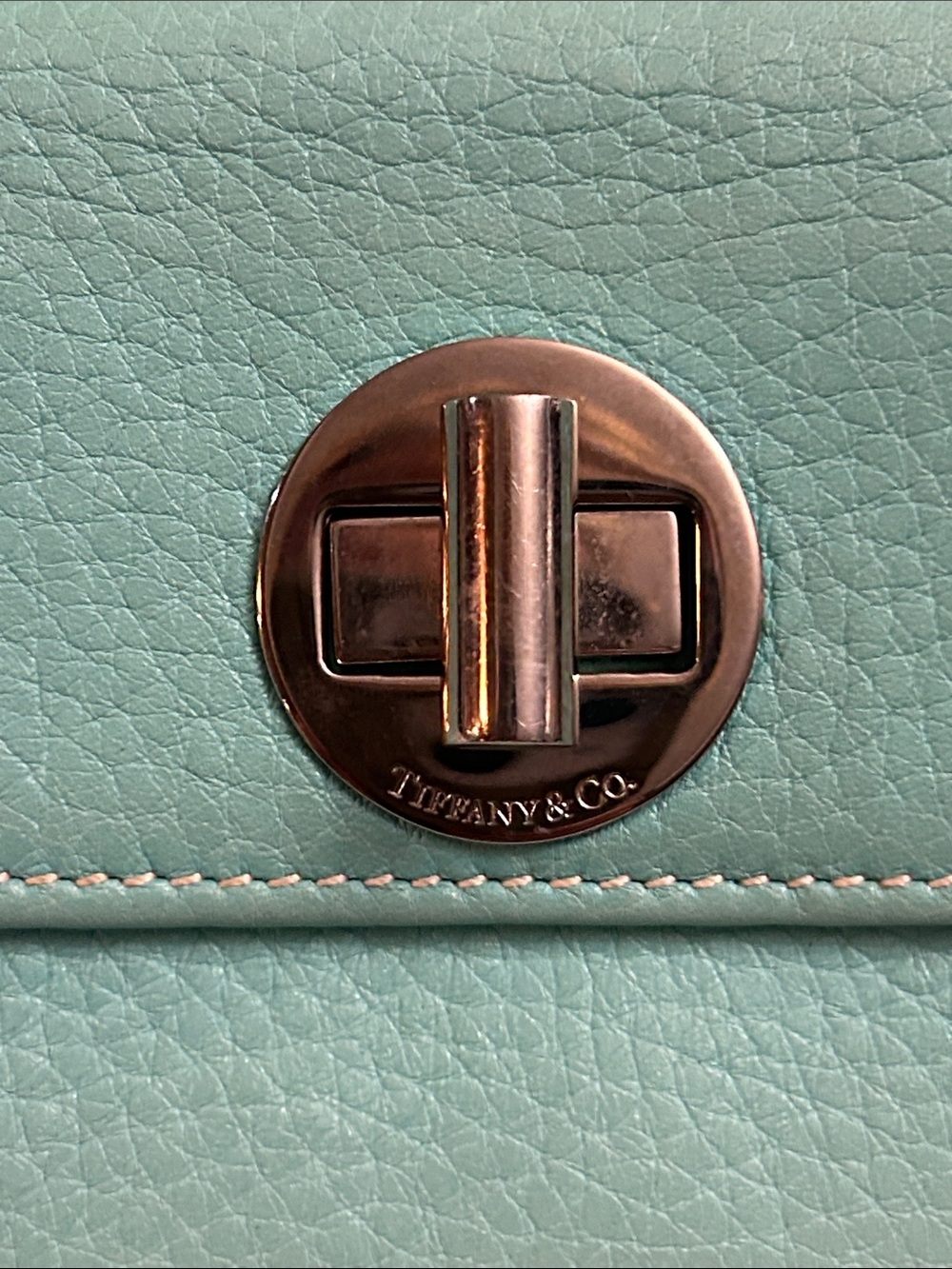 TIffany & Co. blue leather turnlock bifold card holder wallet Retails $400-600. - Picture 3 of 16